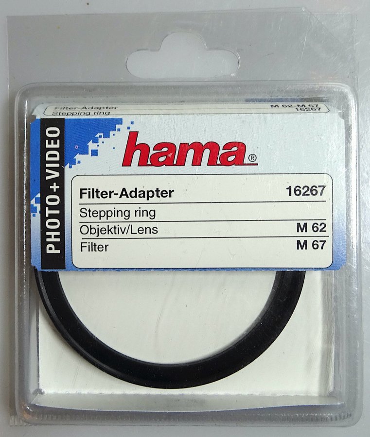 Hama Filter-Adapter Stegrings 62-67. HELT NYTT.