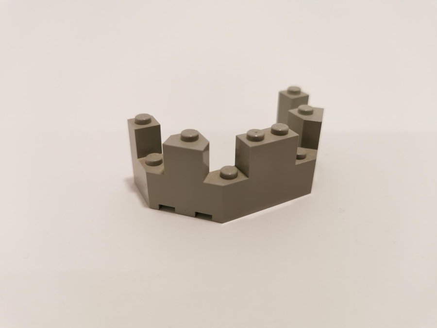 Lego - mur - borg - castle - 4x8x2 1/3 - part 6066 - ljusgrå (old light gray)