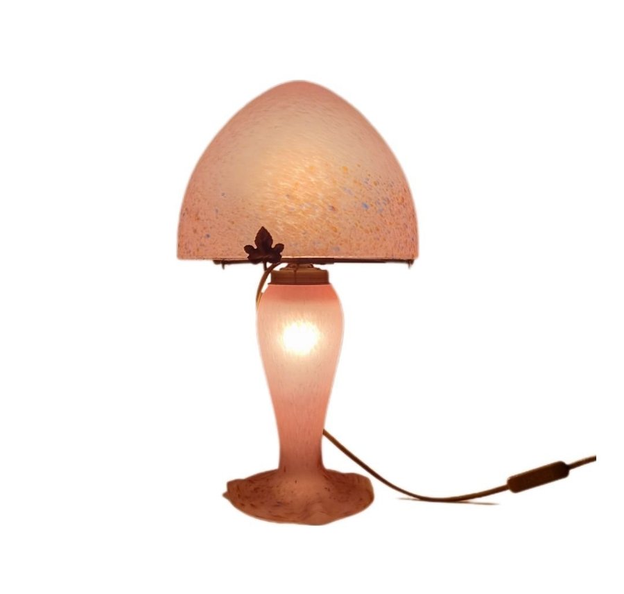 Art Deco Mushroom Tafellamp met Glazen Kap