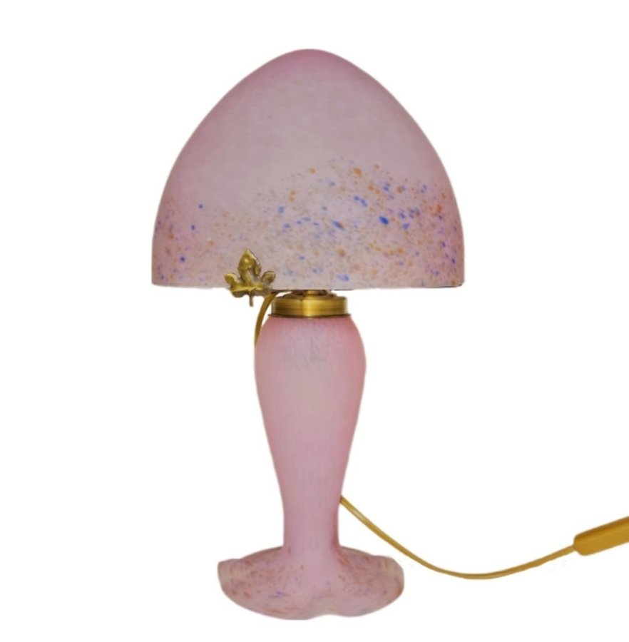 Art Deco Mushroom Tafellamp met Glazen Kap