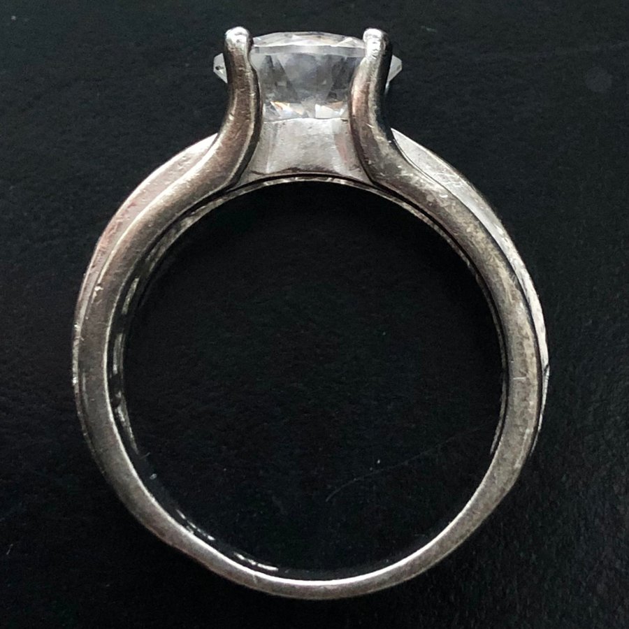 925 silver stor vit sten ring - GSW - sterlingsilver