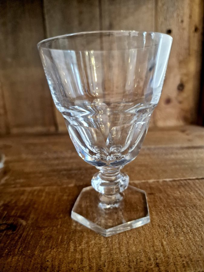 6 st Alsterfors glasbruk vinglas antik vintage sexkantiga fot