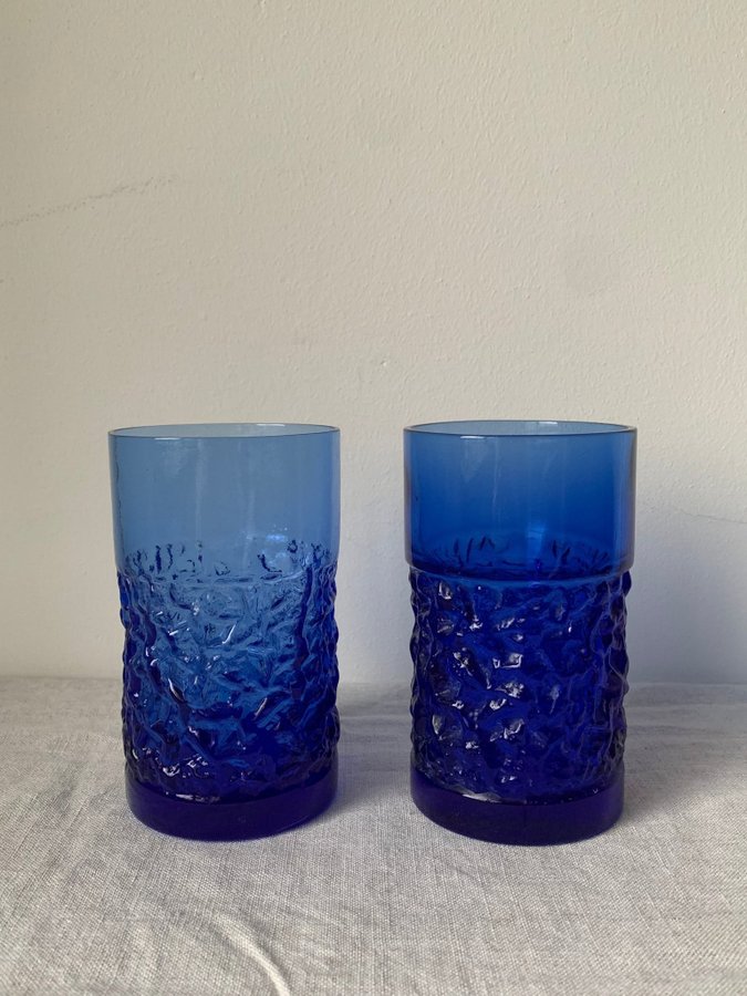 Reijmyre glasbruk Retro Vintage Blå Glas Vas koboltblått 2st