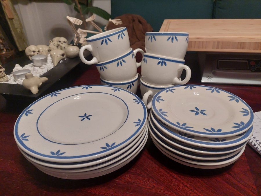 Kaffe/Te Set koppar fat assietter la primula allmoge lantligt retro vintage