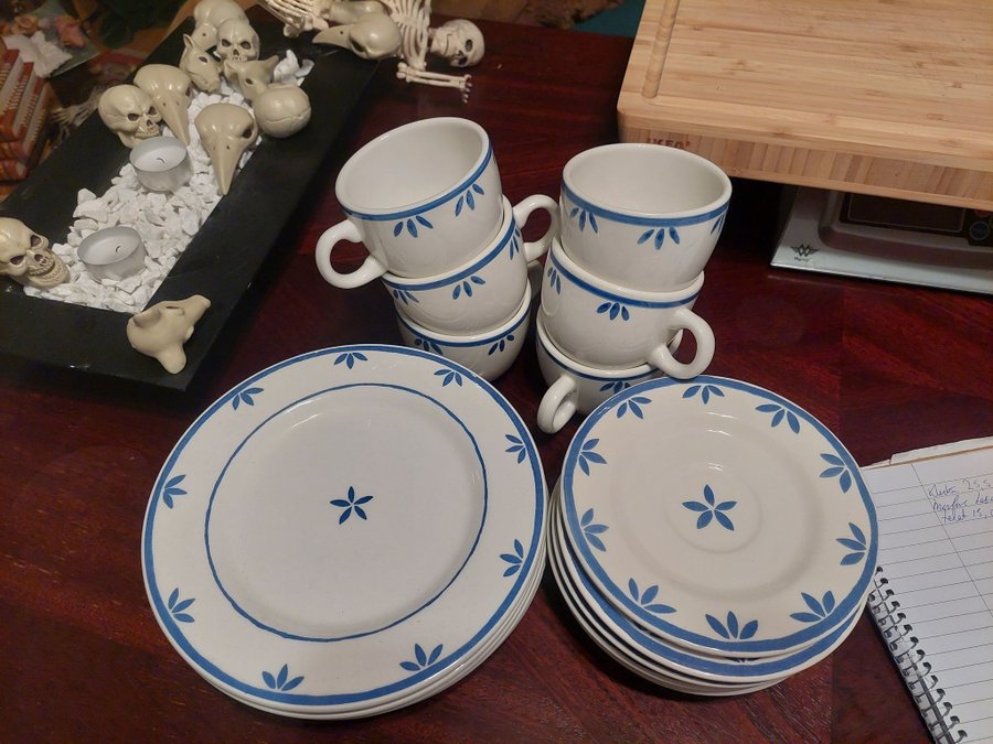 Kaffe/Te Set koppar fat assietter la primula allmoge lantligt retro vintage