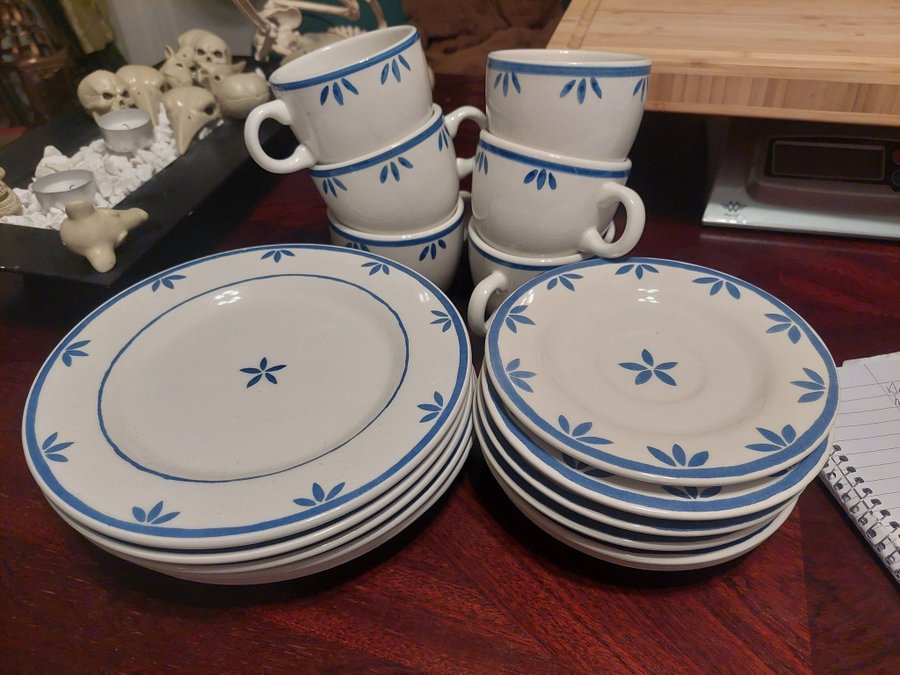 Kaffe/Te Set koppar fat assietter la primula allmoge lantligt retro vintage