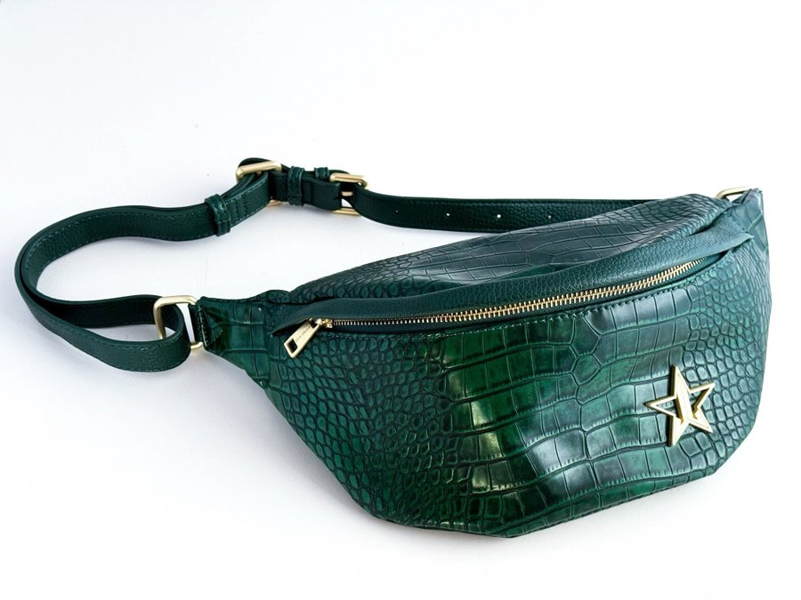 JEFFREE STAR Blood Money Green Crocodile Crossover Fanny Cross Body Bag