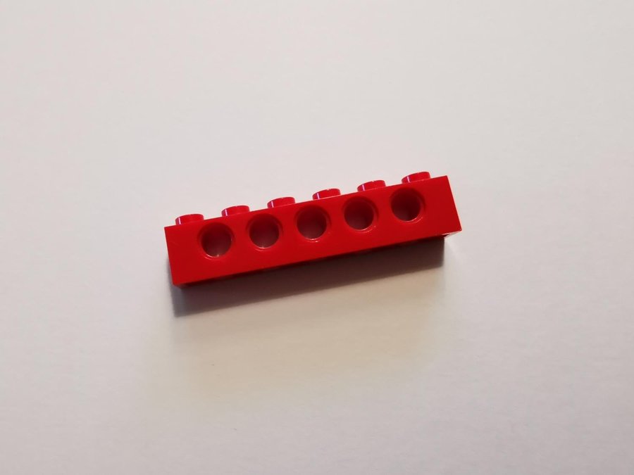 Lego - technic - brick - 1x6 - part 3894 - röd