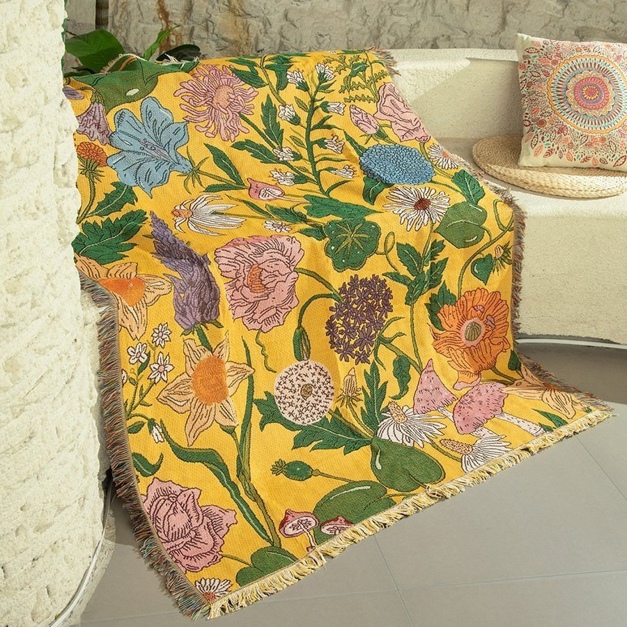 Yellow flower plant chair thread carpet garden carpet tapestry,130*160cm