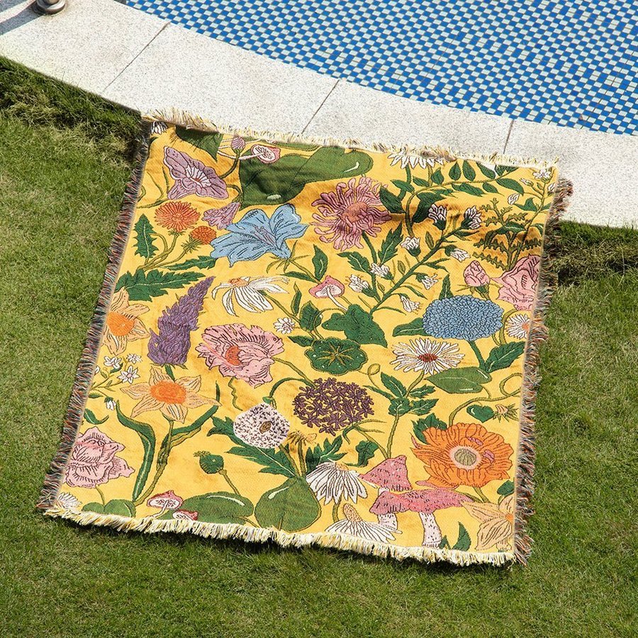 Yellow flower plant chair thread carpet garden carpet tapestry,130*160cm