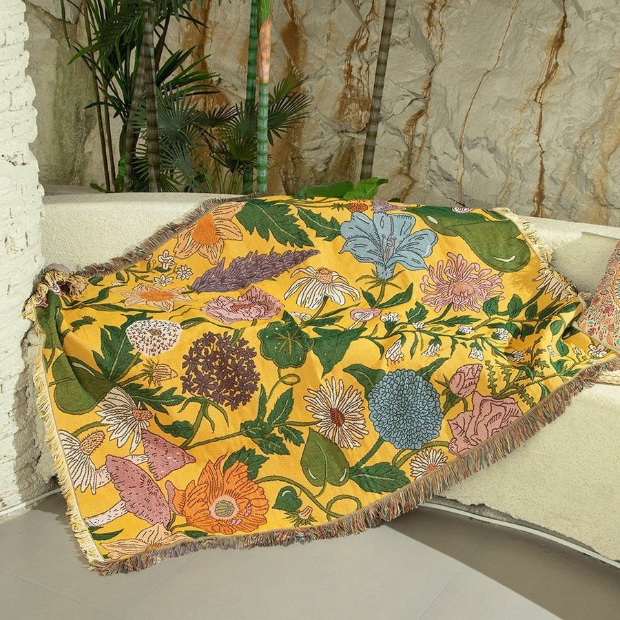 Yellow flower plant chair thread carpet garden carpet tapestry,130*160cm