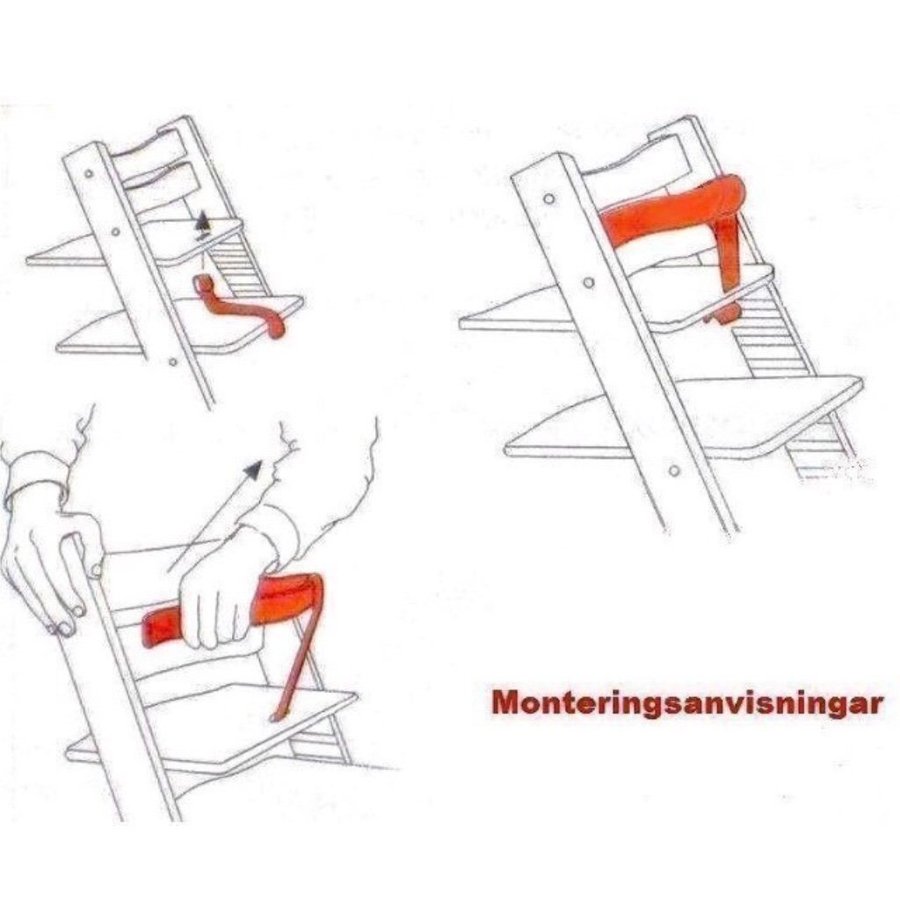 NY ÄKTA LÄDERREM (vit) BYGEL-REM till STOKKE Tripp Trapp stol / Barnstol