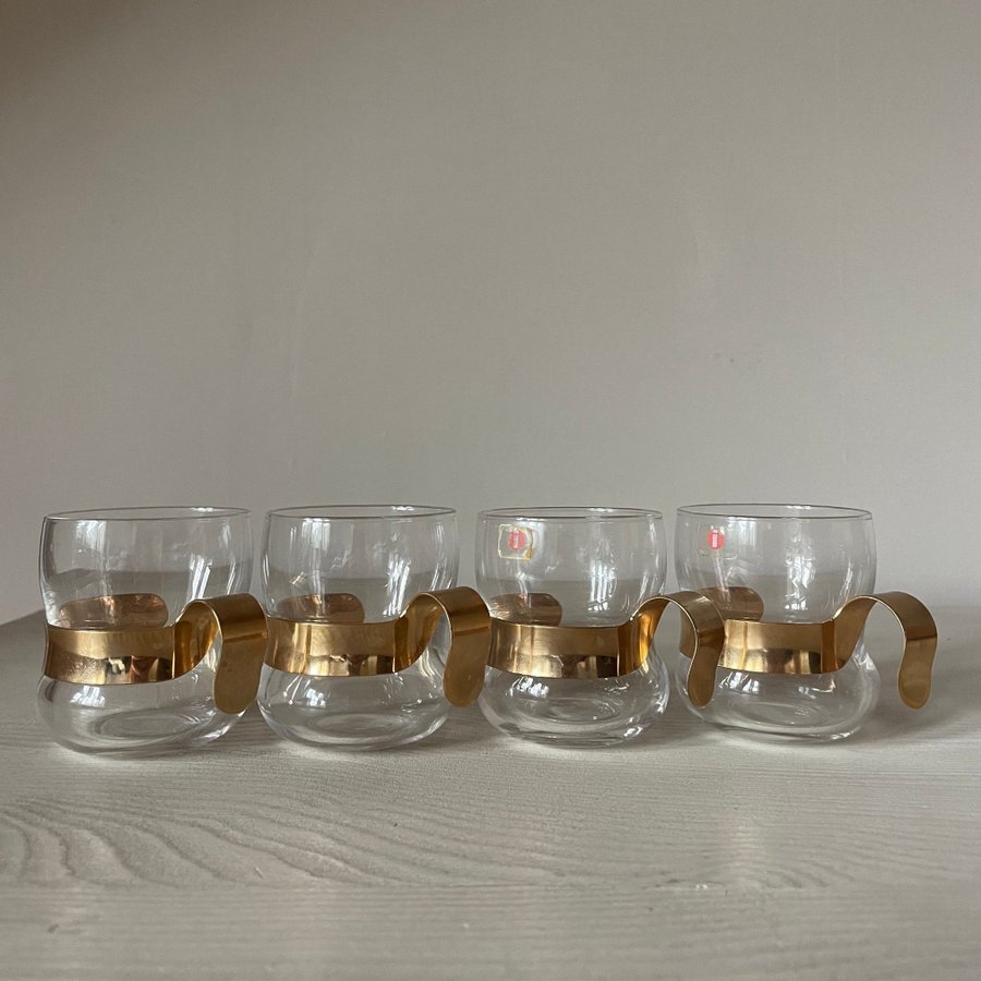 4st Ittala glas med guldhandtag