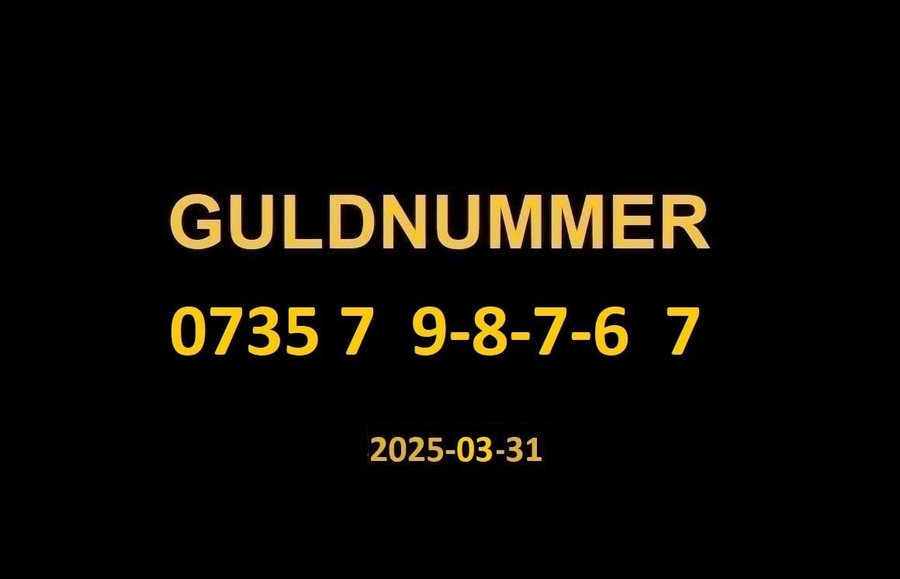 0735 7 9-8-7-6 7 GULDNUMMER mobilnummer telefonnummer kontantkort nummer guld