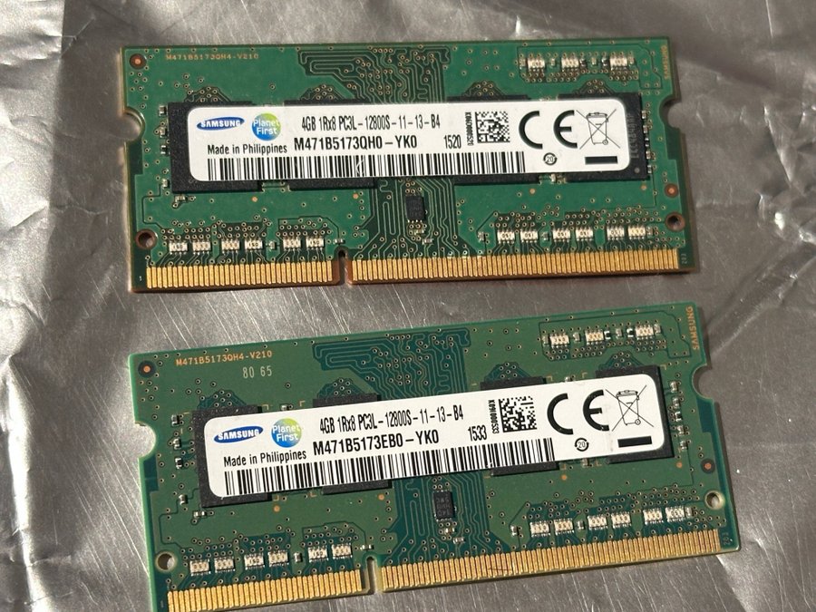 Ramminne Samsung 8GB (2x4gb) DDR3 1600Mhz PC3L-12800s SODIMM till bärbar