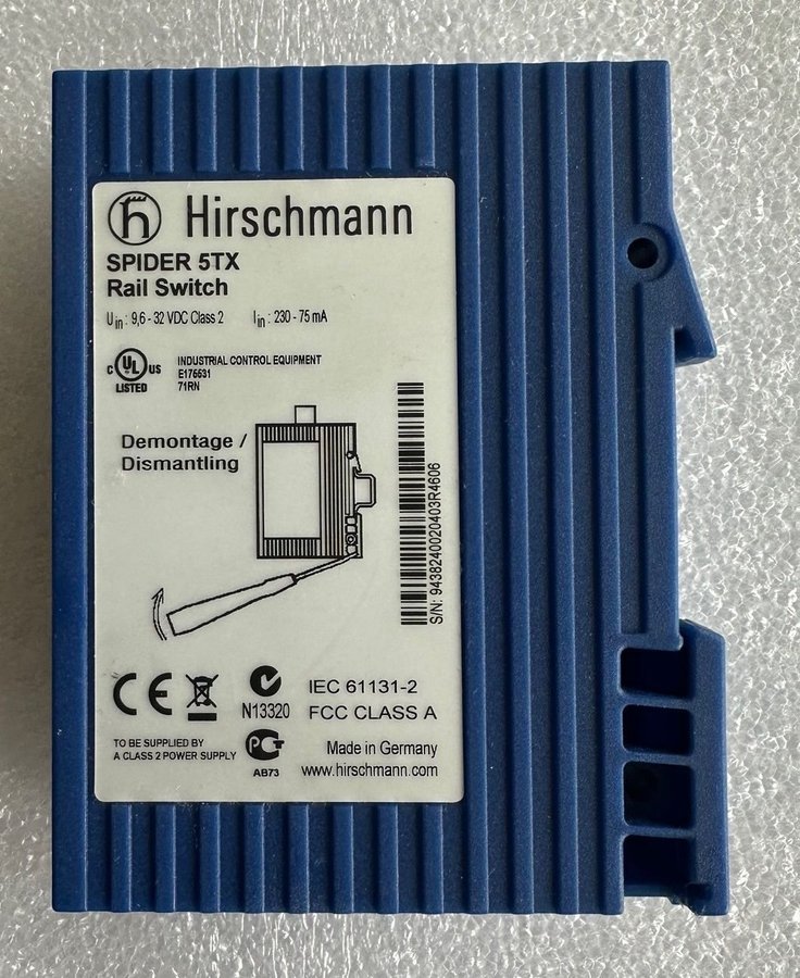 Hirschmann spider 5TX Rail switch