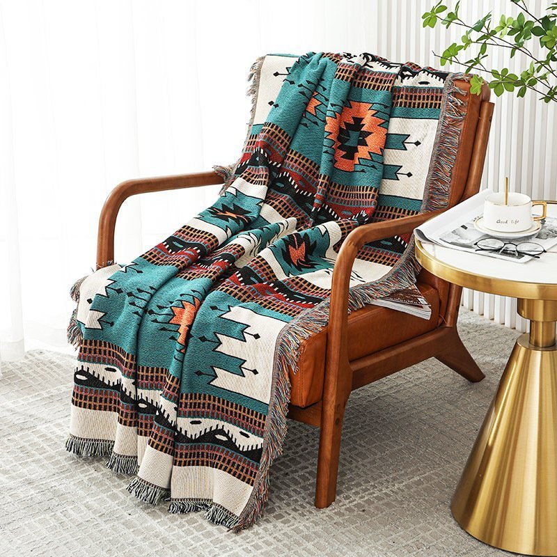 Southeast Asian Ethnic Style Sofa Thread Carpet Camping Outdoor Carpet,130*160cm