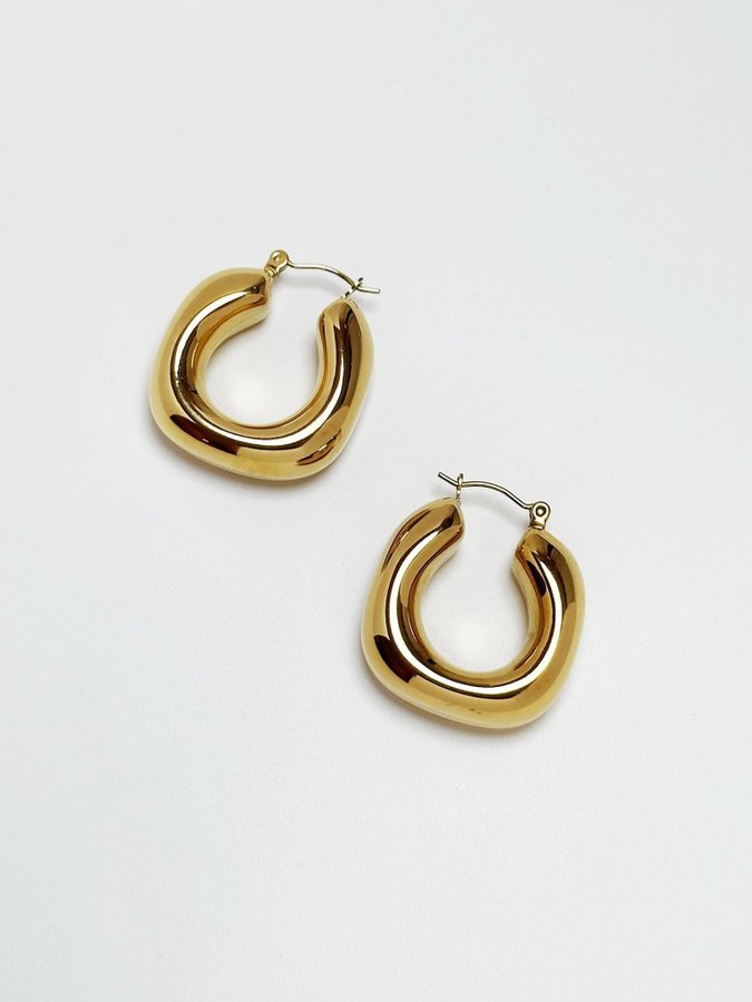 Chunky hoops i stål med 18k guld