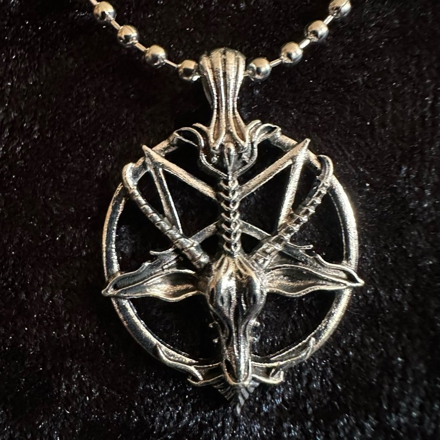 Halsband m pentagram Baphomet Ockult Metal Wiccan Satanic Punk Goth Rock Nytt