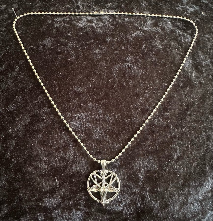 Halsband m pentagram Baphomet Ockult Metal Wiccan Satanic Punk Goth Rock Nytt