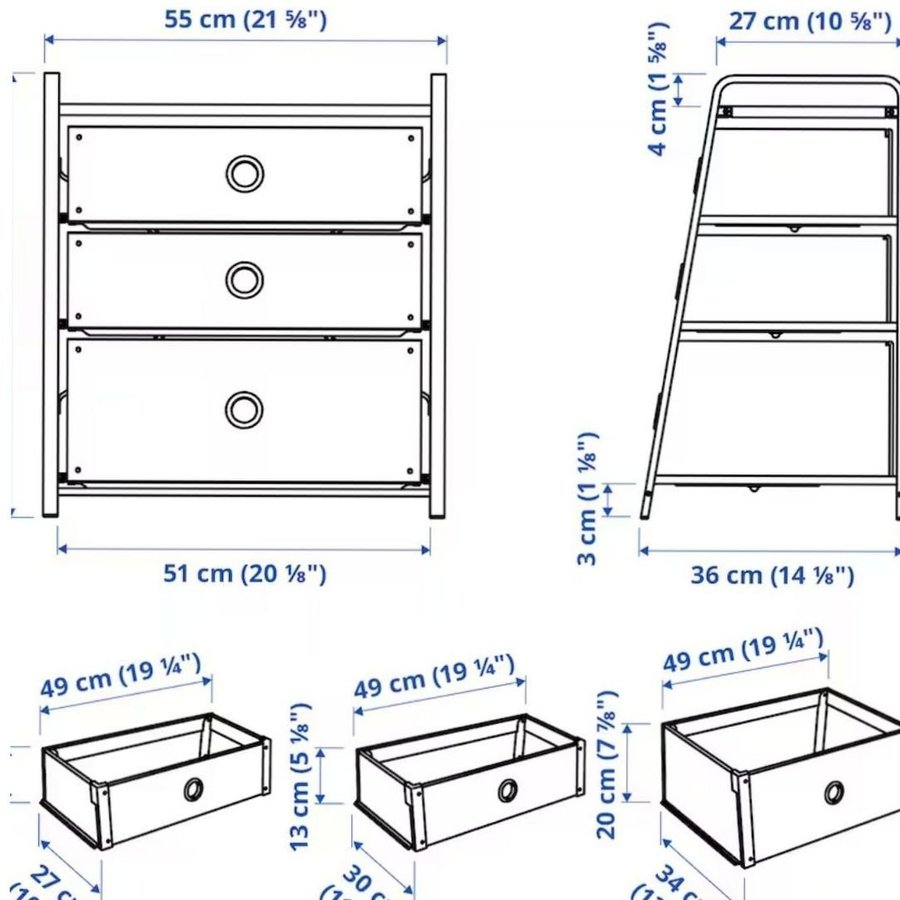 IKEA LOTE 3-lådig bröstkorg