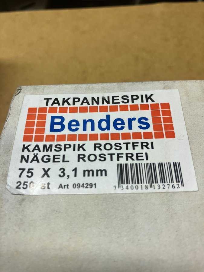 Takpannespik Benders 75 x 31 mm 250st