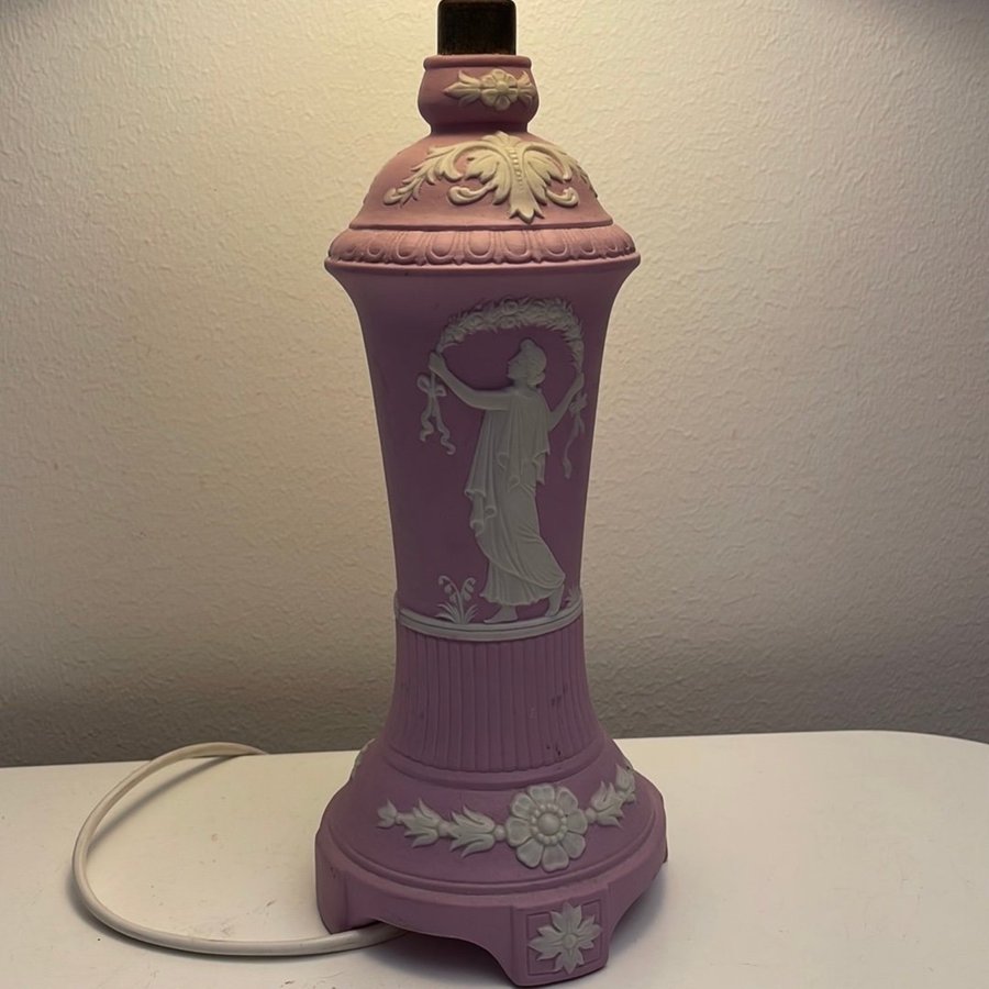 Vintage Bordslampa Lampskärm med Rosa bas