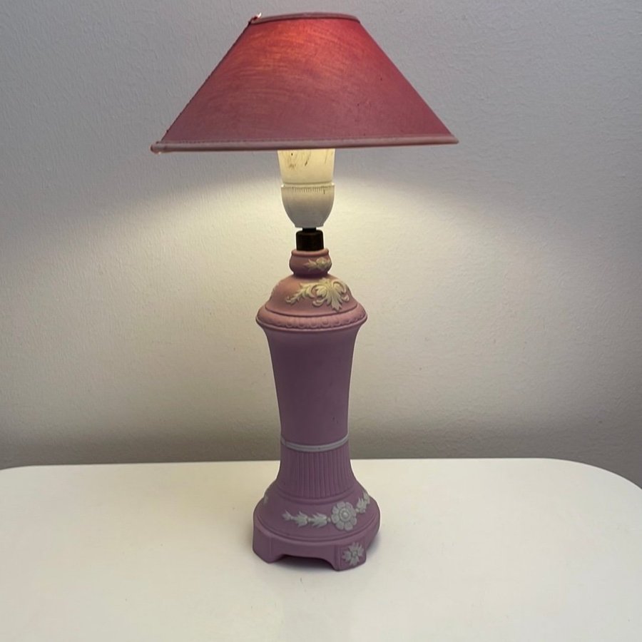 Vintage Bordslampa Lampskärm med Rosa bas