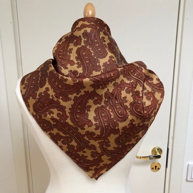 1960/70's vintage handmade brown  bronze paisley patterned scarf