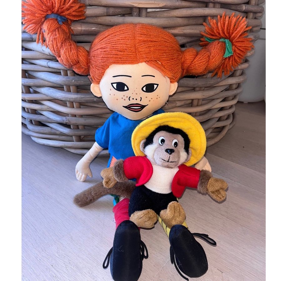 Stor PIPPI LÅNGSTRUMP och HERR NILSSON gosedjur