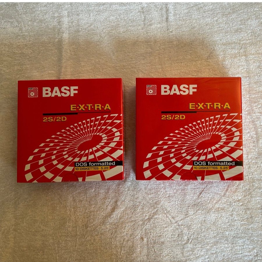 2 st. 10-pack BASf Extra 2S/2D 5,25'' disketter förseglade