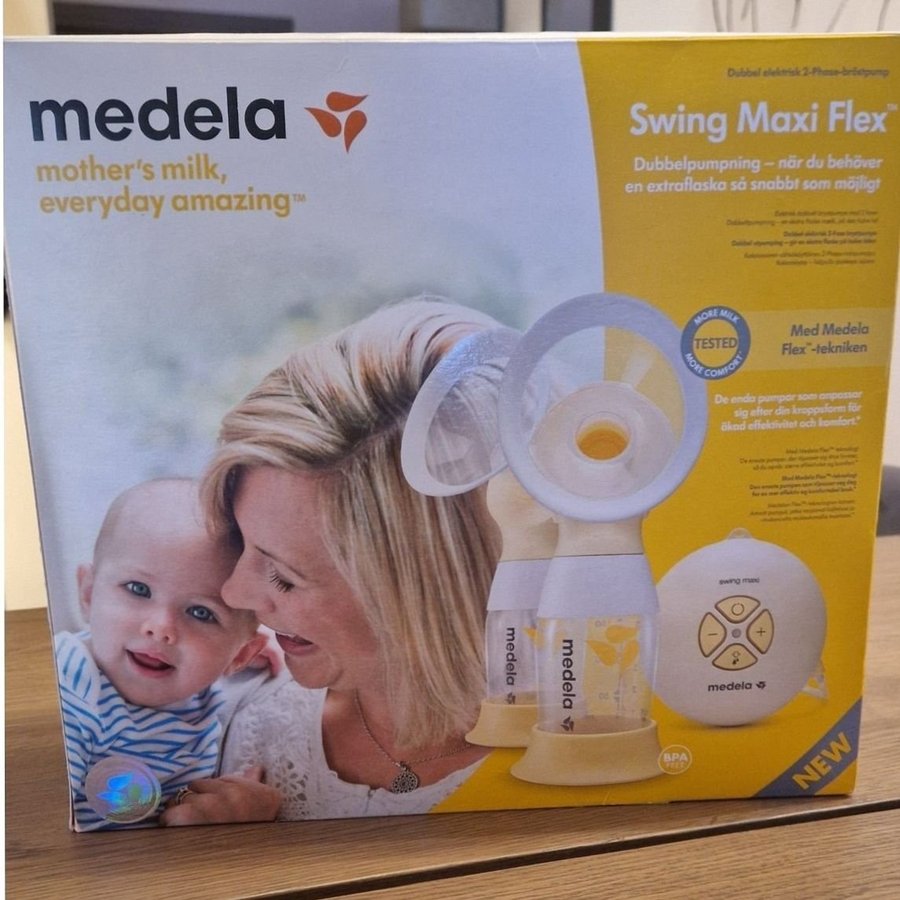 Medela Swing Maxi Flex elektrisk bröstpump + tillbehör, flaskor