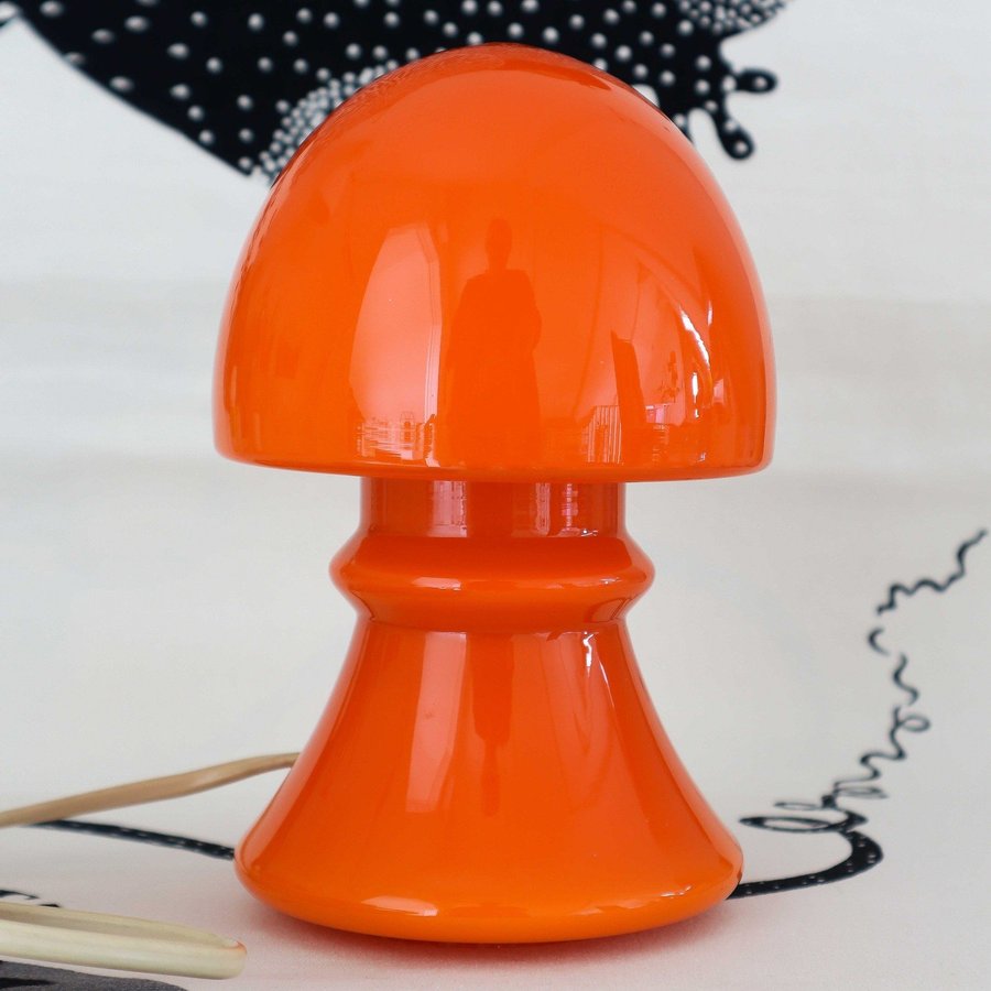 FLYGSFORS SVAMPLAMPA LAMPA BORDSLAMPA 1960-TAL VINTAGE RETRO ORANGE