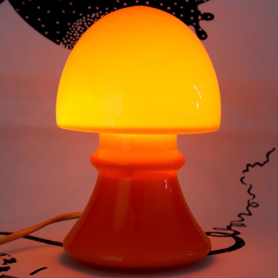 FLYGSFORS SVAMPLAMPA LAMPA BORDSLAMPA 1960-TAL VINTAGE RETRO ORANGE