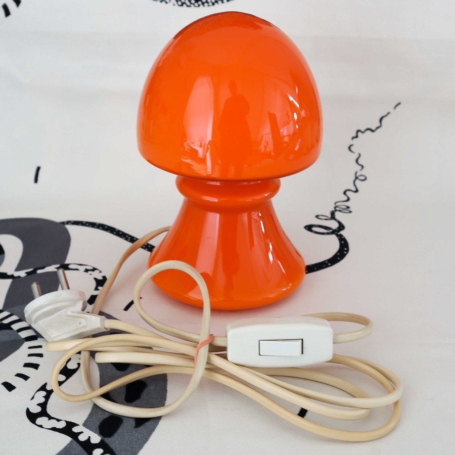 FLYGSFORS SVAMPLAMPA LAMPA BORDSLAMPA 1960-TAL VINTAGE RETRO ORANGE