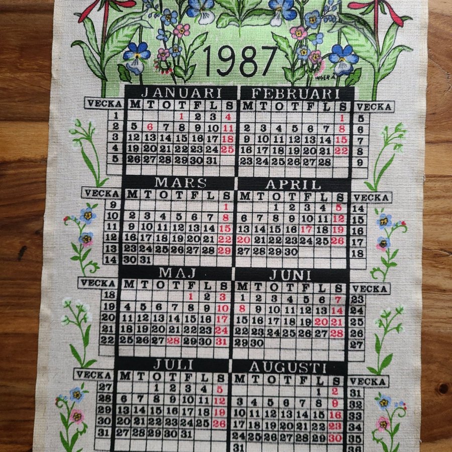 Almanacka, 1987, Väggbonad, Åberg, Vepa, Nostalgi, Väggalmanacka, Almedahls