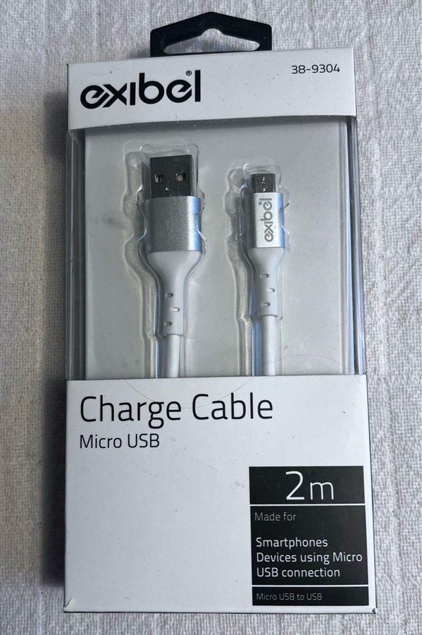 Exibel Micro USB till USB Laddkabel 2m