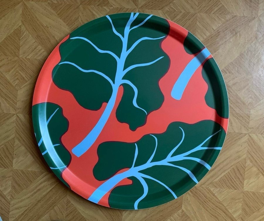 Marimekko Bastua bricka, bladmönster orange/grön Ikea