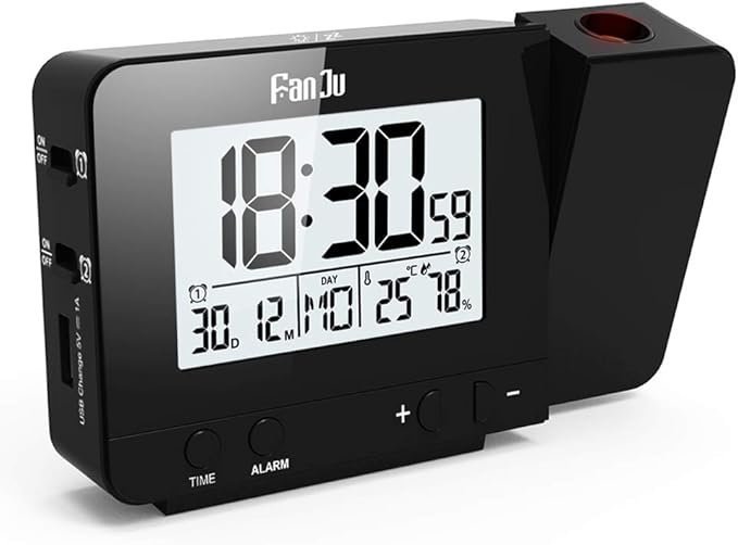 FanJu Projection Alarm Clock with Temperature and Humidity