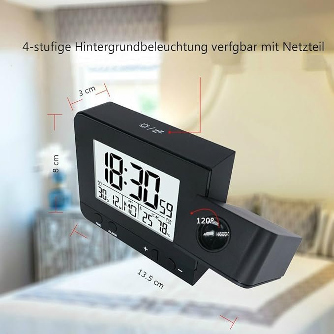 FanJu Projection Alarm Clock with Temperature and Humidity