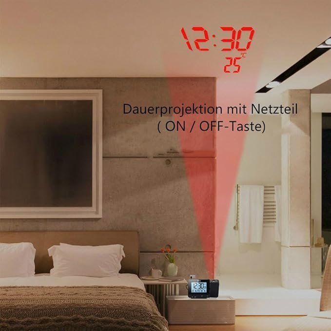 FanJu Projection Alarm Clock with Temperature and Humidity