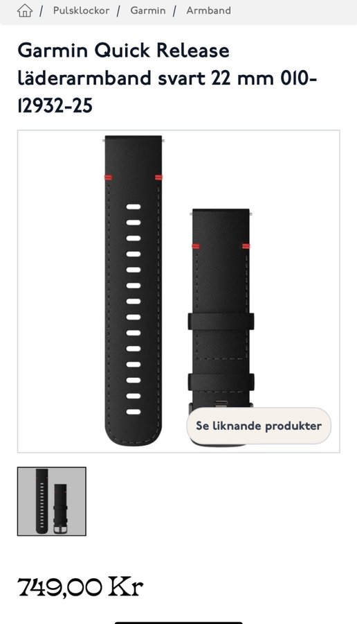 Garmin-armband med enkel snabblåsningsmekanism (22 mm)