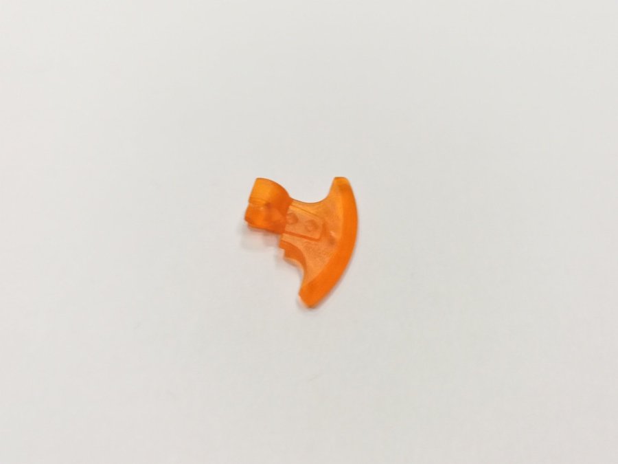 Lego - tillbehör - yxa - head with clips - part 53705 - trans neon orange