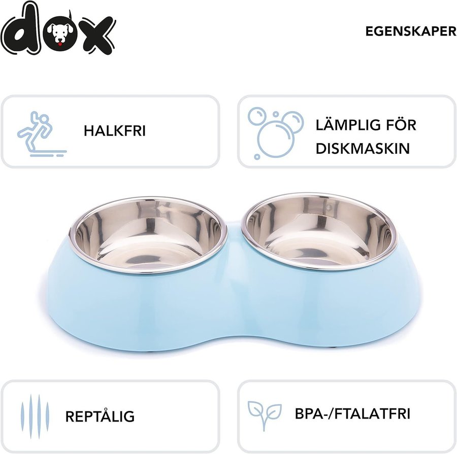 Nytt! DDOXX Dubbel Mat och Vattenskål 2x700Ml ( L - XL ) | Nypris: 289KR