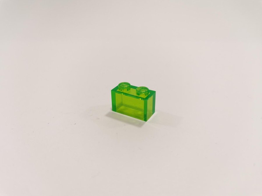 Lego - transparent - brick - 1x2 - part 3065 - grön (trans bright green)