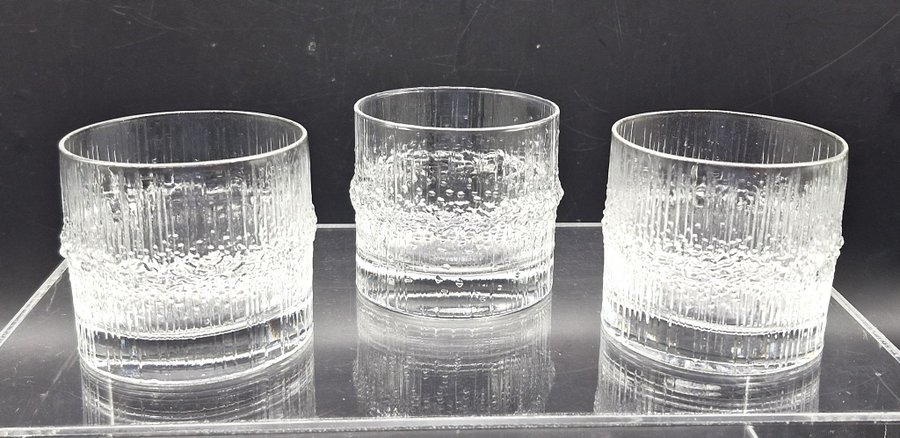 Niva - 3 whiskyglas modell större - Tapio Wirkkala - Iittala - Fint skick