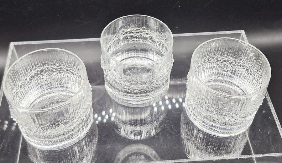 Niva - 3 whiskyglas modell större - Tapio Wirkkala - Iittala - Fint skick