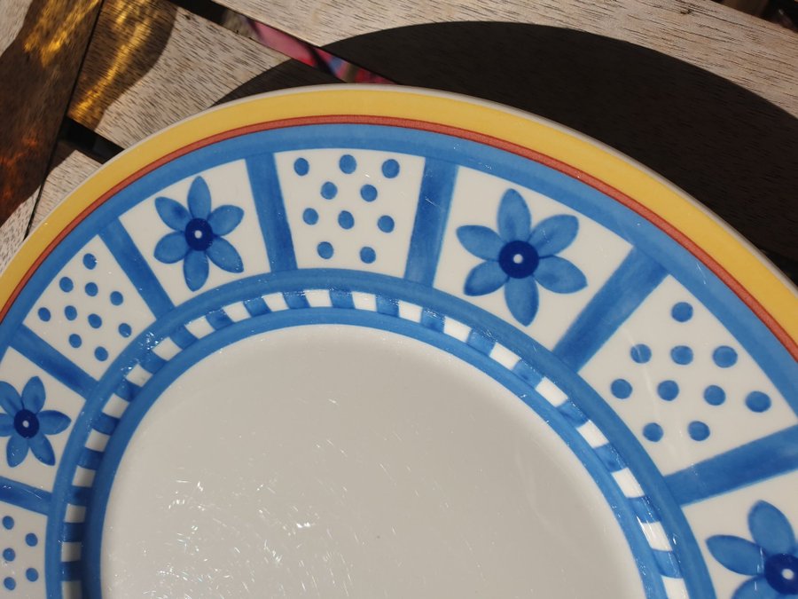 VILLEROY  BOCH Twist-Anná Dinner plate gul blå assiett tallrik