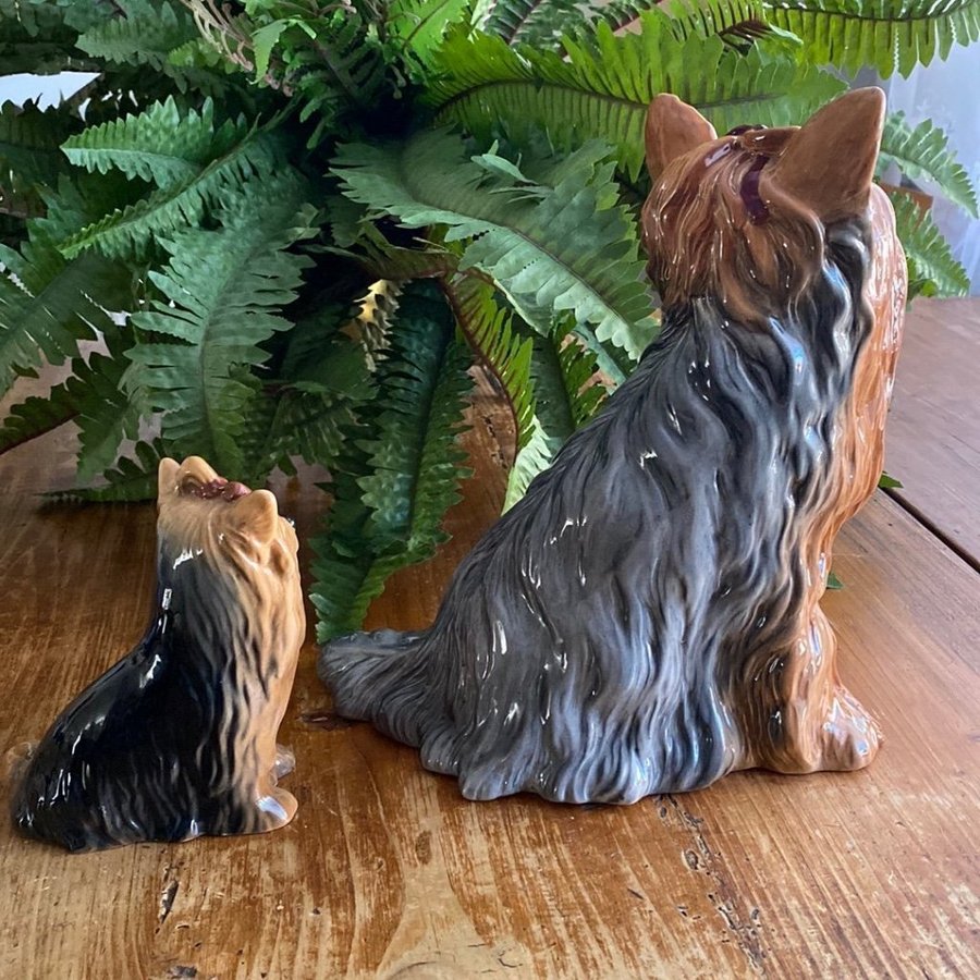 2 st Beswick Yorkshire Terrier figurer STOR figurin