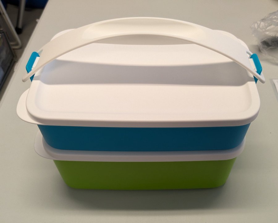 Tupperware Picknick set / matlådor / kakförvaring Click lådor m handtag Nya